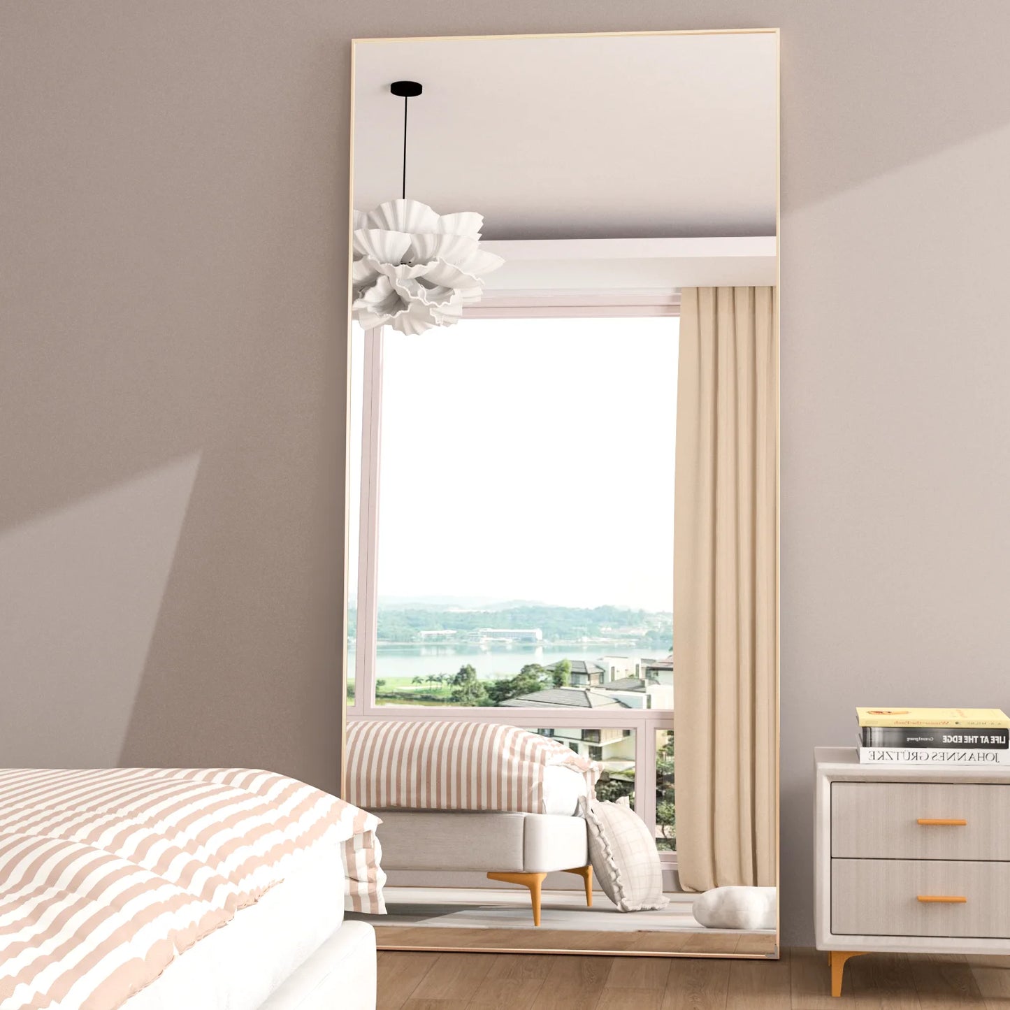 Miroir Moderne Full Body | Rectangle | Cadre Métal Noir