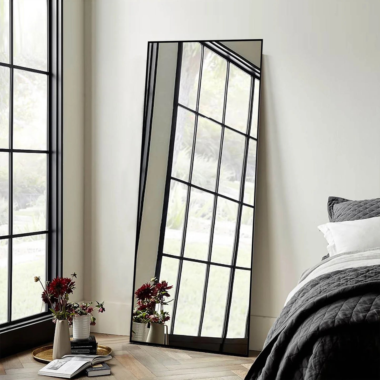 Miroir Moderne Full Body | Rectangle | Cadre Métal Noir