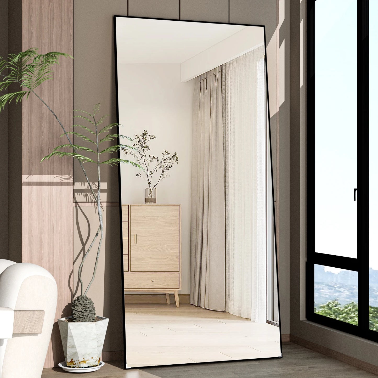 Miroir Moderne Full Body | Rectangle | Cadre Métal Noir