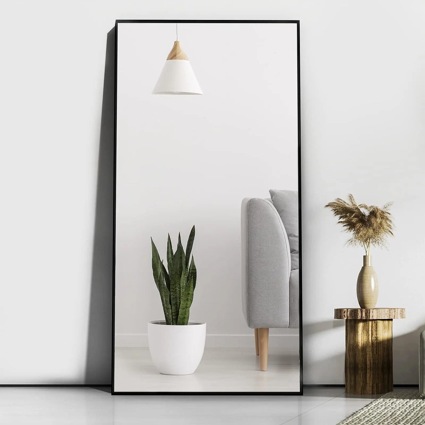 Miroir Moderne Full Body | Rectangle | Cadre Métal Noir